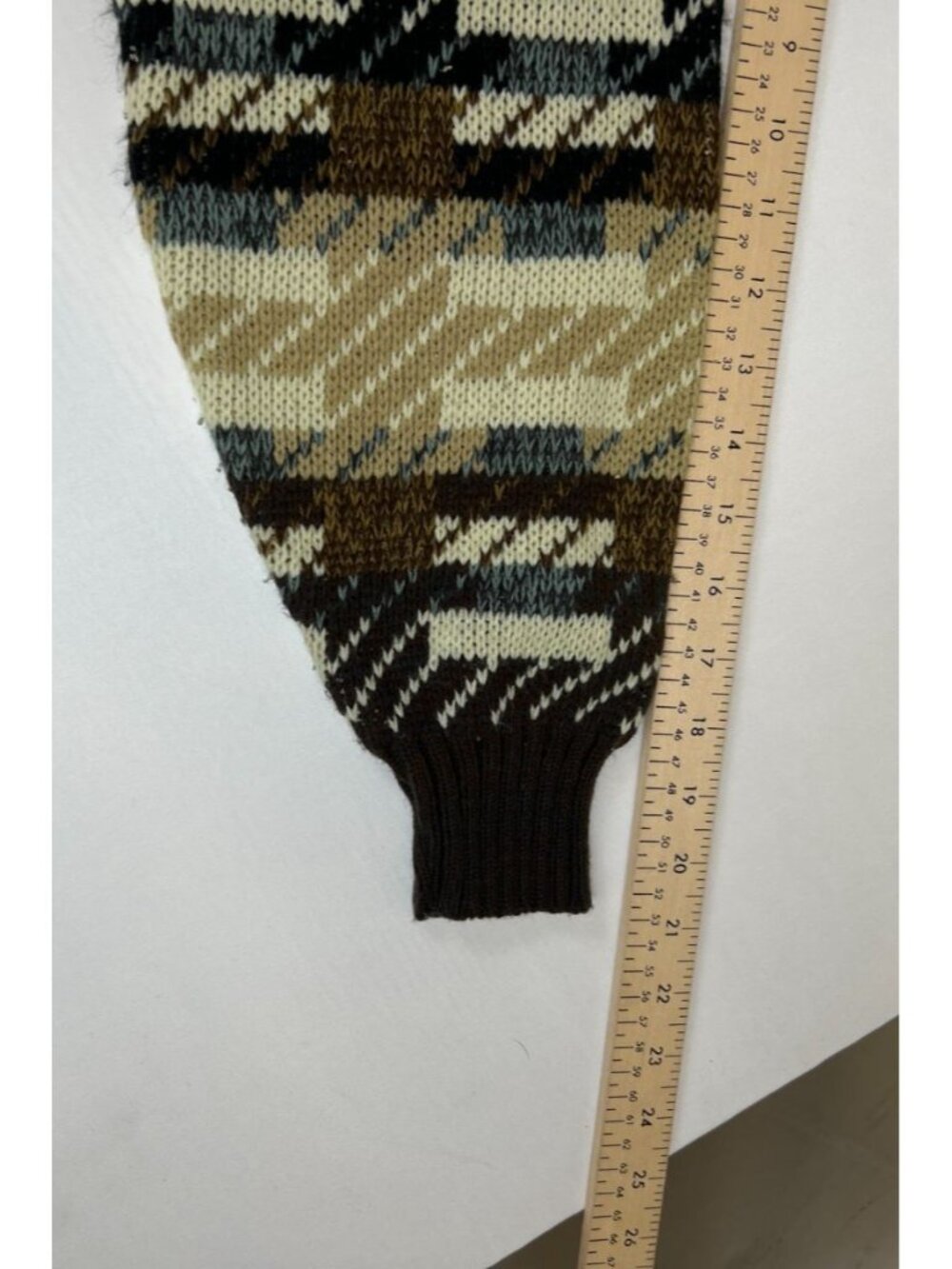 Vintage The Men’s Store at Sears Large Crewneck Sweater Brown Patterned 90s - Picture 5 of 7